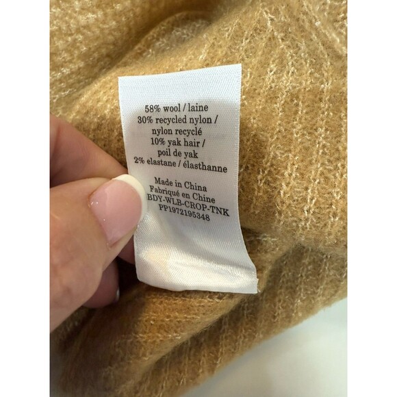 Everlane The Cozy Stretch Ribbed Crop Tank Top Tan Camel Medium NWT Wool Blend - Picture 10 of 10